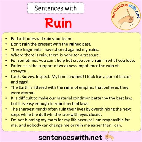 Sentences with Ruin, Sentences about Ruin in English - SentencesWith.Net