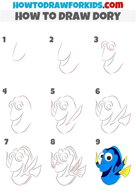 how to draw Dory step by step | Dory drawing, Disney drawing tutorial ...