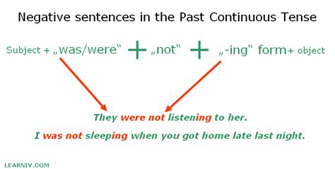 Past Continuous Negative Sentence Construction