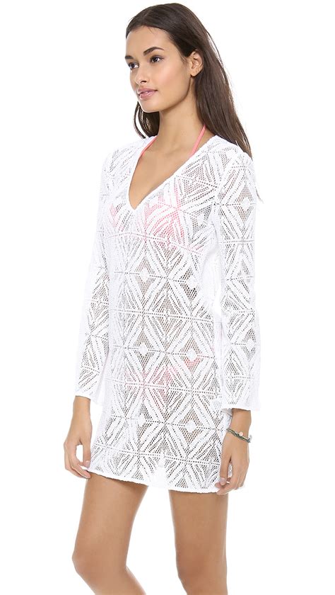 Lyst - Milly Mykonos Crochet Tunic Cover Up in White