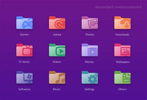 Windows Coloured Folder Icons By Arunasok On Deviantart Images | The Best Porn Website