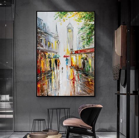 Rain Art Print City Street Art Rainy Day Print Colorful Art Poster Home ...