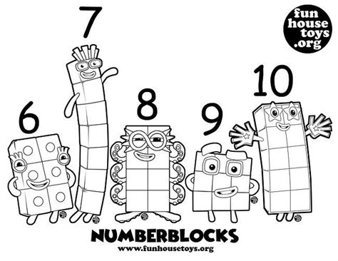 Numberblocks 6 t0 10 Printable Coloring Flag Coloring Pages, Cartoon Coloring Pages, Free ...