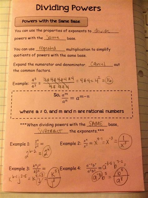 Making Mathematics Magical: Rules of Exponents Interactive Notebook Pages