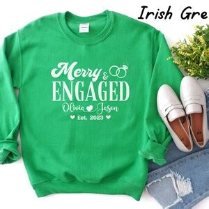 Personalized Merry and Engaged Sweatshirt, New Engaged Christmas ...