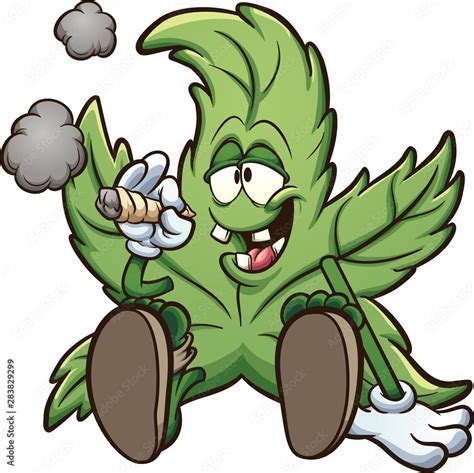 Vecteur Stock Cartoon cannabis plant character smoking a marihuana joint clip art. Vector ...