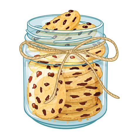 Premium Vector | Glass jar with cookie and chocolate.