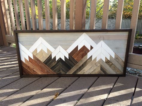 Reclaimed Wood Wall Art Mountain Scene Mantel Art Cabin