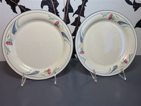 Lenox Poppies on Blue Set/2 Salad Plates 8.5 or Set/2 Cereal Bowls 6.25 ...