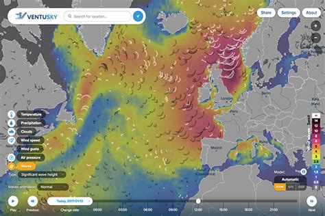 Online weather map Ventusky adds wave propagation simulation