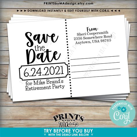 Save the Date Postcard for Any Celebration, Postcard Back Side, Custom ...