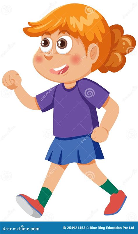 Cute Girl Walking Cartoon Character Stock Vector - Illustration of kids, child: 254921453