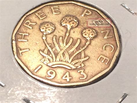 1943 Great Britain Three Pence Brass Coin