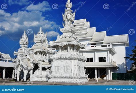 Architecture at Wat Rong Khun or the White Temple Stock Photo - Image ...