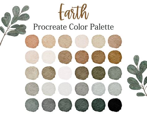 Procreate Palette Green Earth Tones Palette Hex Codes Brown Colour Palette, Colors Procreate ...