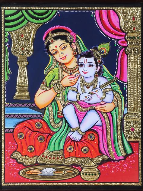 Mother Yashoda Feeding Baby Krishna | Exotic India Art