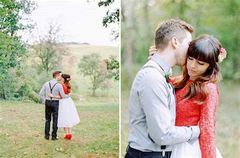 Intimate "About Time" Themed Wedding, Starring a Vintage Red Lace Dress ...