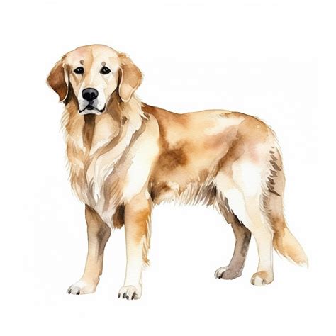 Premium AI Image | Watercolor of a golden retriever dog.