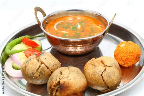 Traditional Rajasthani Food Daal Baati. Indian Food. Dal Bati. Stock ...