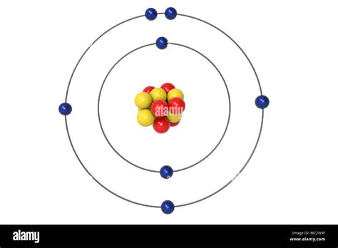 Nitrogen Atom Bohr model with proton, neutron and electron. 3d ...