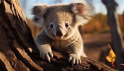 Free Photo | Cute koala sitting on a branch looking at the camera generated by artificial ...