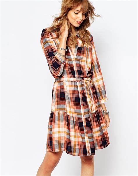 Vila Check Shirt Dress With Tie Waist at asos.com | Checked shirt dress, Shirt dress, Shirt ...