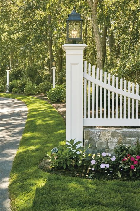 Photo Gallery: Lantern Posts | Driveway entrance landscaping, House landscape, Farmhouse landscaping