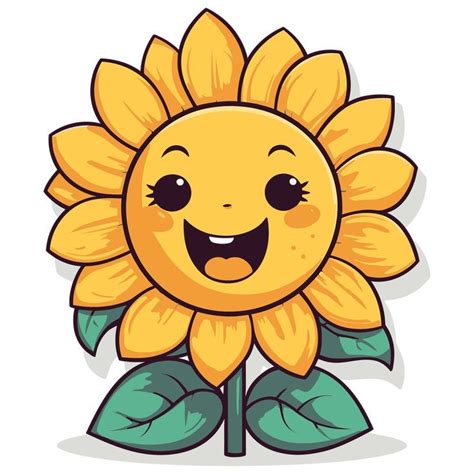 a yellow sunflower with green leaves on it's head and eyes, smiling