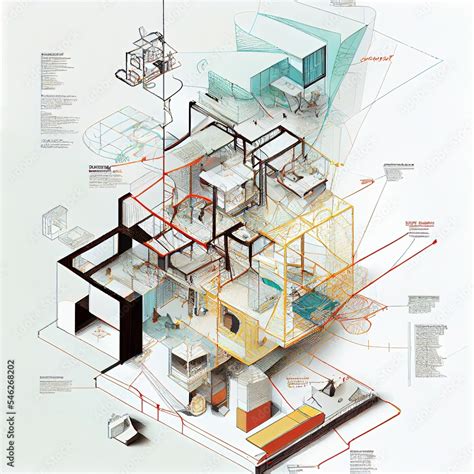 3d architecture exploded diagram illustration Stock Illustration ...