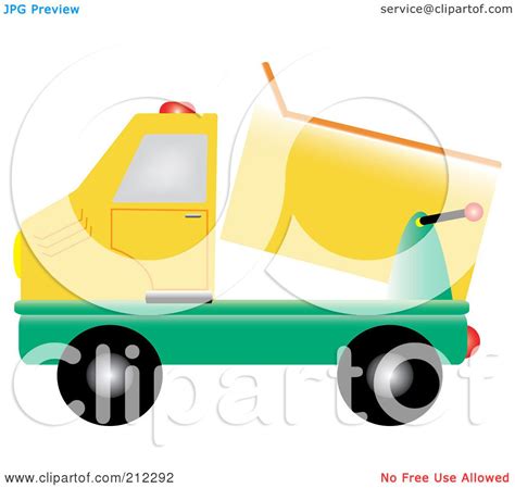 Royalty-Free (RF) Clipart Illustration of a Yellow And Green Dump Truck by Pams Clipart #212292