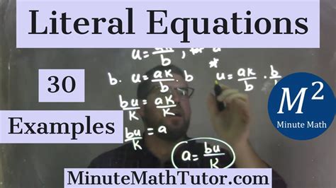 Literal Equations | 30 Examples - YouTube