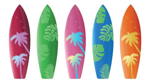 Summer surfboard vector set design. Surf boards in colorful pattern decoration isolated in white ...