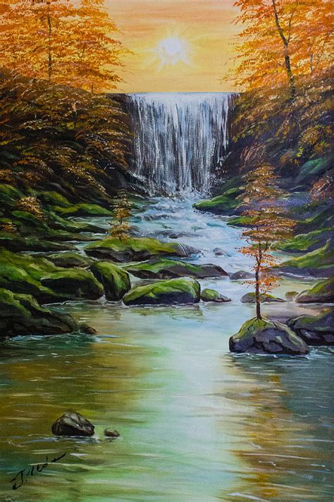 Waterfall Painting by Tatyana Udovenko