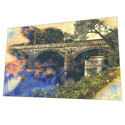 Ballinderry River and Coagh Bridge Wall Art - Graphic Art Poster - Irish Art Posters