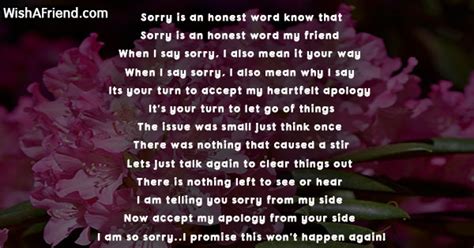 Sorry is an honest word know that , Sorry Poem