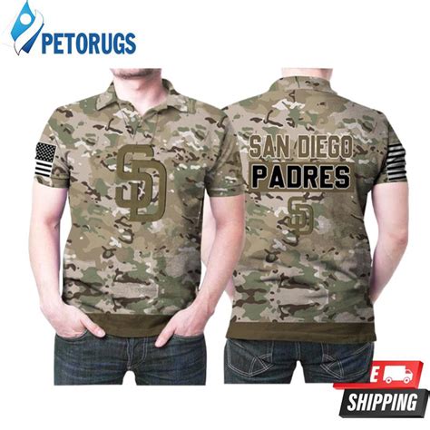 Art San Diego Padres Camouflage Veteran Us Flag Polo Shirts - Peto Rugs