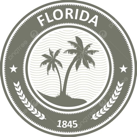 Cap Florida Melabeli Negara Sinar Matahari Dengan Telapak Tangan Vektor, Stempel, Lambang, Tanda ...