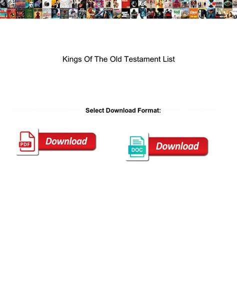 Kings of the Old Testament List - DocsLib