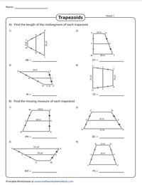 Trapezoid Worksheets (Trapezium in UK)