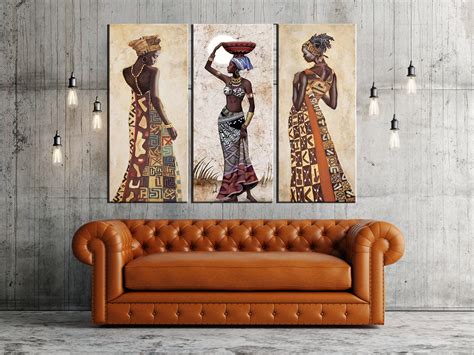 Set of 3 African Art Decor Modern Wall Art African Girls | Etsy