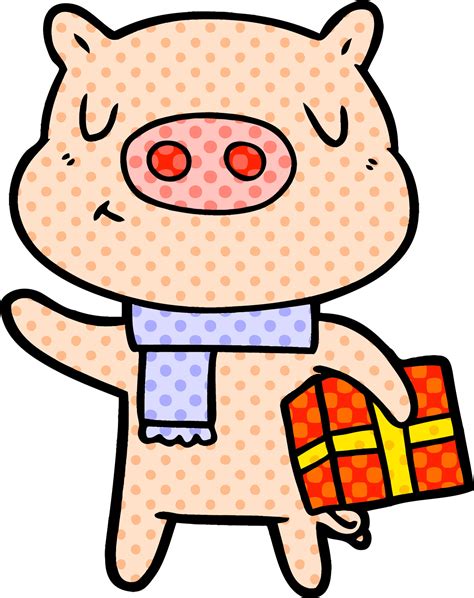 cartoon christmas pig 12422350 Vector Art at Vecteezy