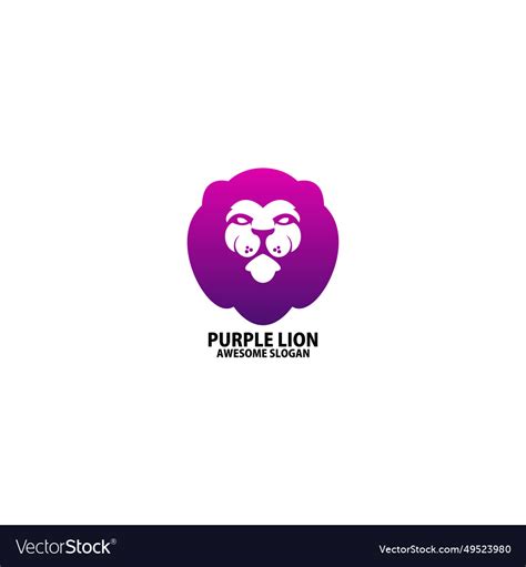 Purple lion logo design gradient color Royalty Free Vector