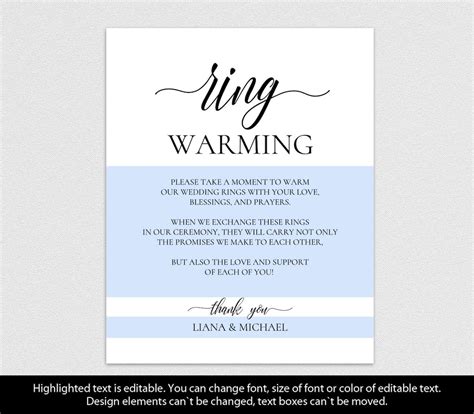 Editable PDF Template 8x10 Ring Warming Ceremony Sign INSTANT | Etsy