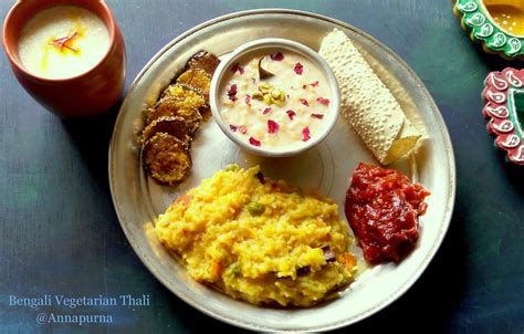 Bengali Vegetarian Thali / Durga Pooja Special Platter | Vegetarian, Indian food recipes ...