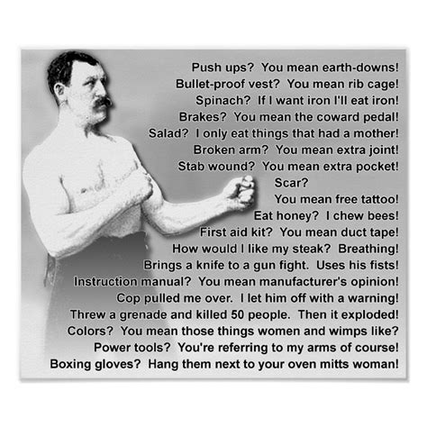 Overly Manly Man Quotes Sayings Funny Poster Sign | Zazzle.com | Funny ...