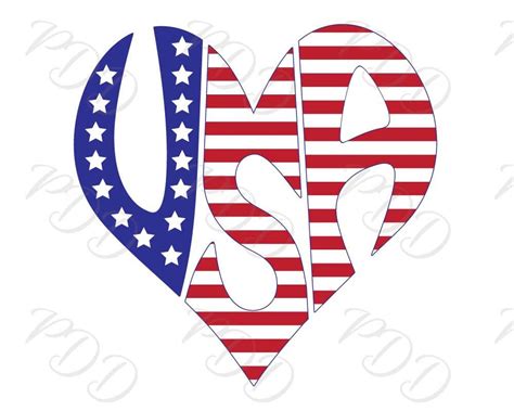 USA Word Art in Heart Shape, USA Svg Dxf Eps Png Jpg, United States of America Logo Design ...