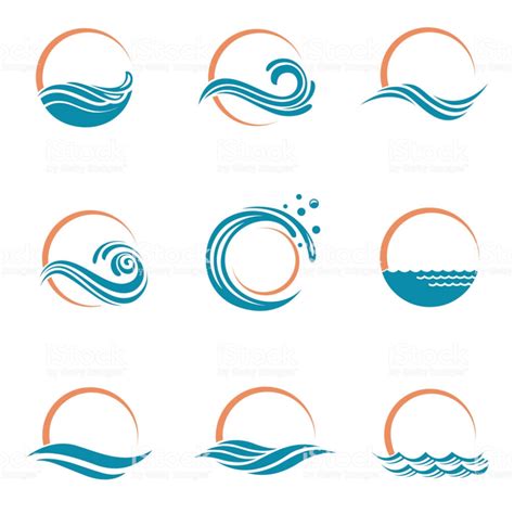 abstract collection of sun and sea icons | Sea logo, Wave illustration ...