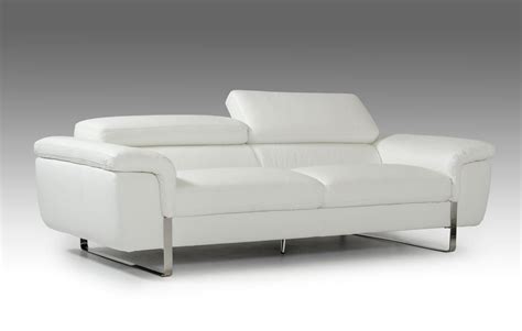 Italian Made White Leather Sofa Set with Adjustable Headrests San Jose California V-HIGHLINE