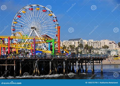 Santa Monica Pier - Pacific Park Ferris Wheel Editorial Image - Image ...