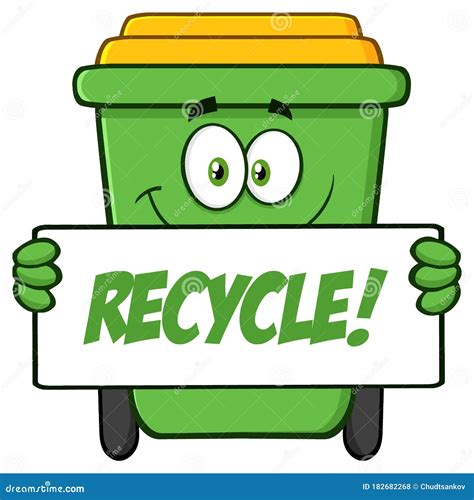 Smiling Green Recycle Bin Cartoon Mascot Character Holding a Recycle ...